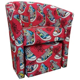 Fotel Club z podnóżkiem tkanina Mikrofaza