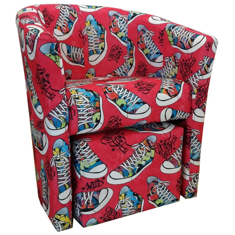 Fotel Club z podnóżkiem tkanina Mikrofaza