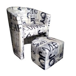 Fotel Club z podnóżkiem tkanina Mikrofaza