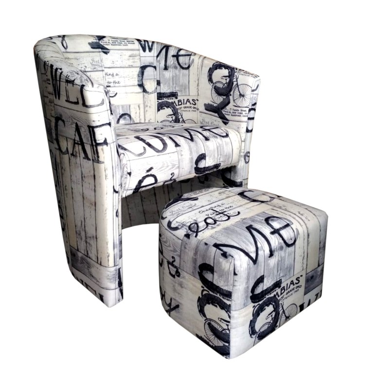 Fotel Club z podnóżkiem tkanina Mikrofaza