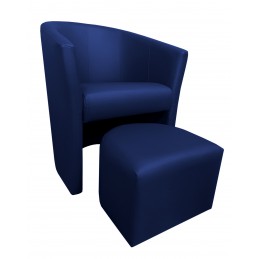 Fotel Club z podnóżkiem tkanina Eko skóra