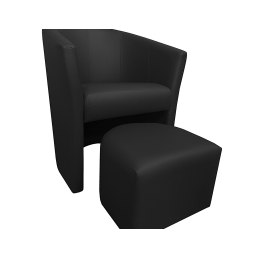 Fotel Club z podnóżkiem tkanina Eko skóra