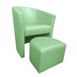 Fotel Club z podnóżkiem tkanina Eko skóra