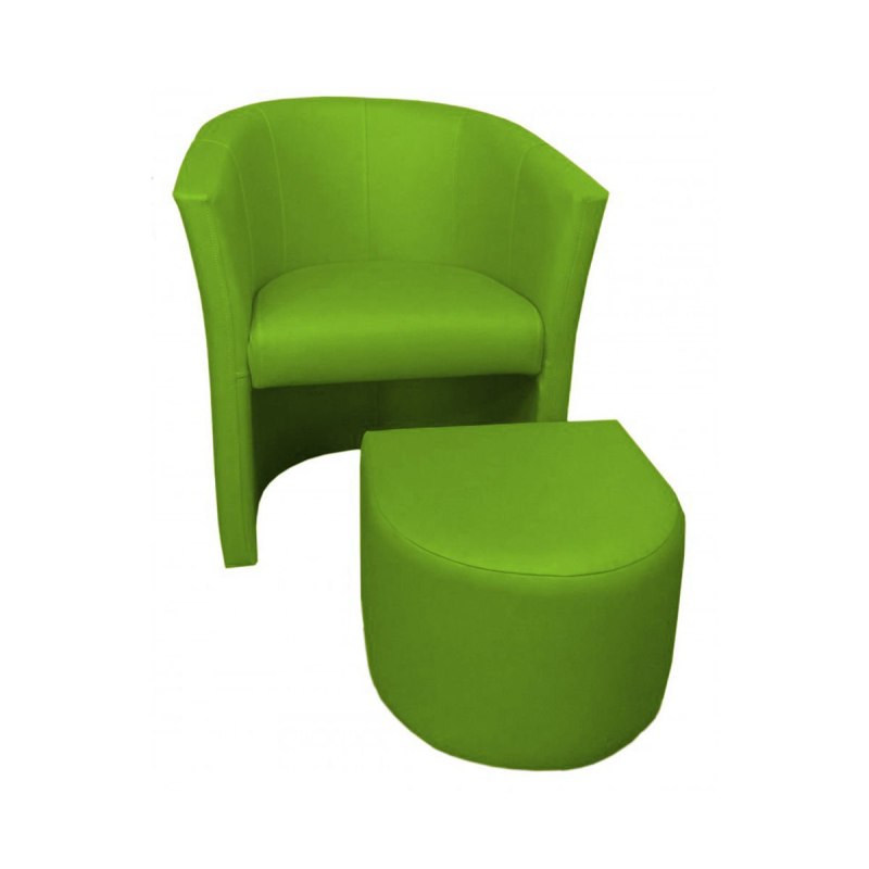 Fotel Club z podnóżkiem tkanina Eko skóra