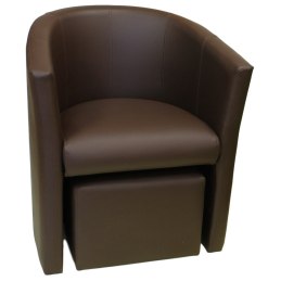 Fotel Club z podnóżkiem tkanina Eko skóra