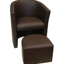 Fotel Club z podnóżkiem tkanina Eko skóra