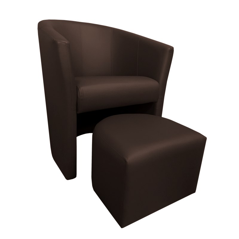 Fotel Club z podnóżkiem tkanina Eko skóra