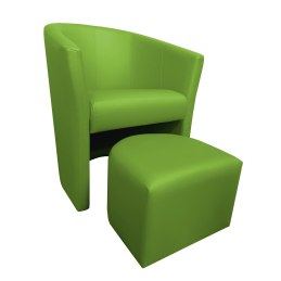 Fotel Club z podnóżkiem tkanina Eko skóra