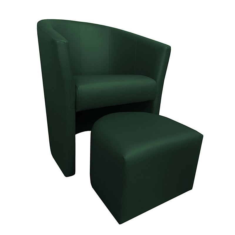 Fotel Club z podnóżkiem tkanina Eko skóra