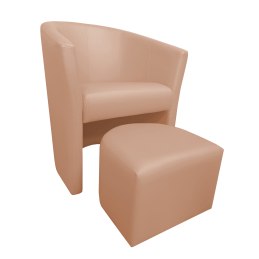 Fotel Club z podnóżkiem tkanina Eko skóra