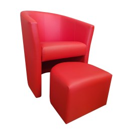 Fotel Club z podnóżkiem tkanina Eko skóra