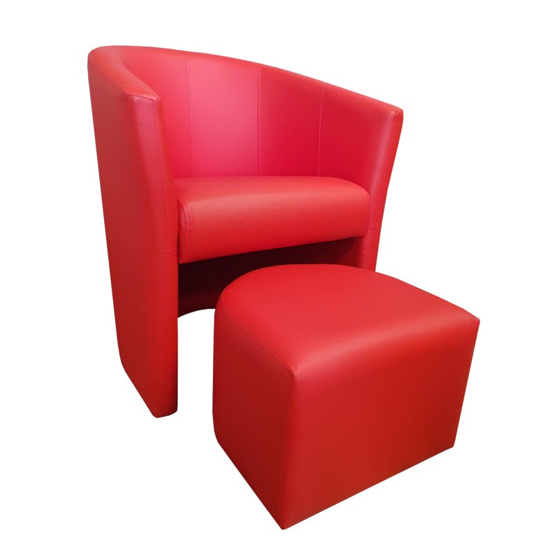 Fotel Club z podnóżkiem tkanina Eko skóra