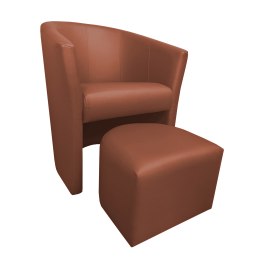 Fotel Club z podnóżkiem tkanina Eko skóra