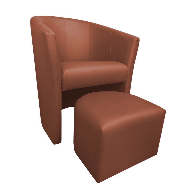 Fotel Club z podnóżkiem tkanina Eko skóra