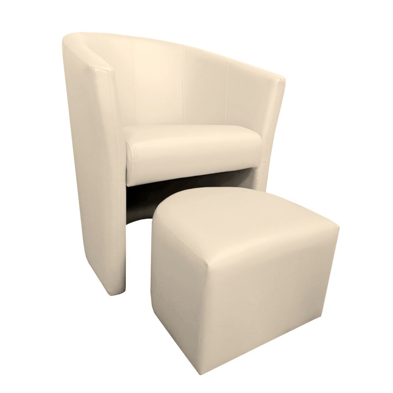 Fotel Club z podnóżkiem tkanina Eko skóra