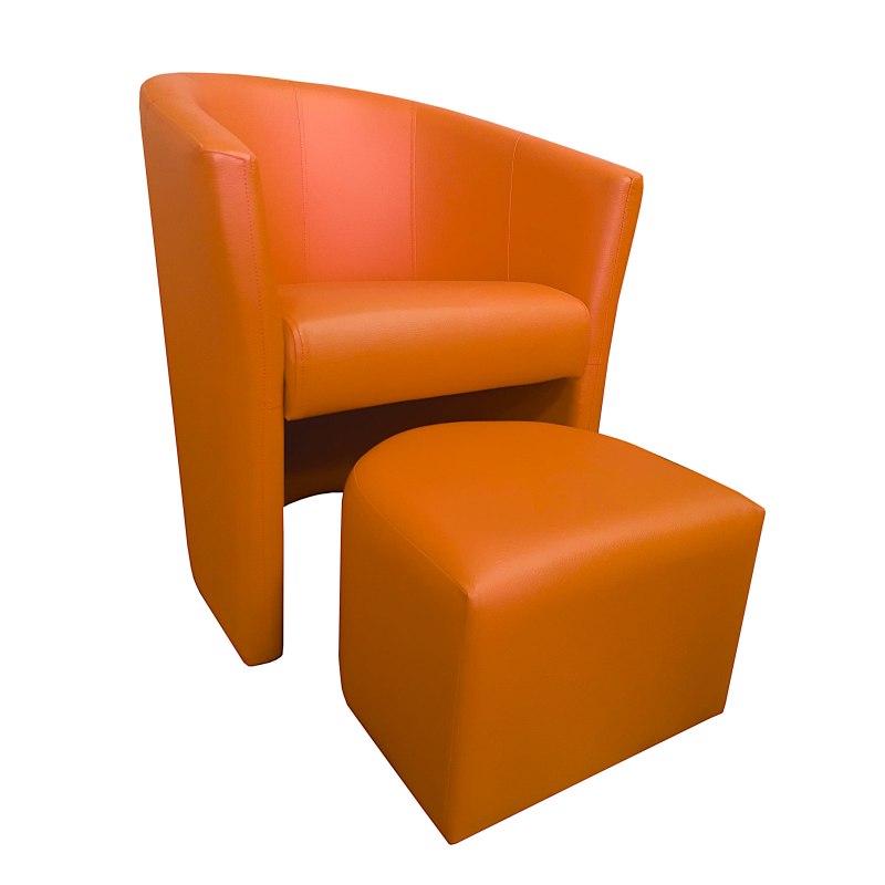 Fotel Club z podnóżkiem tkanina Eko skóra