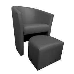 Fotel Club z podnóżkiem tkanina Eko skóra