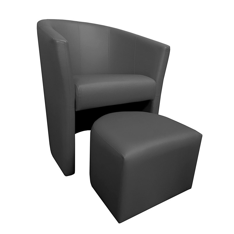 Fotel Club z podnóżkiem tkanina Eko skóra