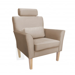 Fotel DENVER tkanina Welur noga drewniana