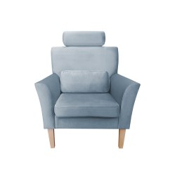 Fotel DENVER - welur, drewniane nogi, regulowany zagłówek