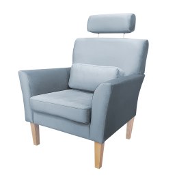 Fotel DENVER - welur, drewniane nogi, regulowany zagłówek