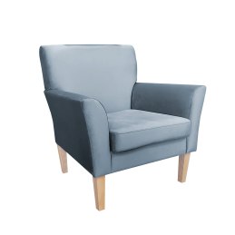 Fotel DENVER - welur, drewniane nogi, regulowany zagłówek