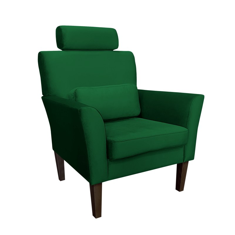 Fotel DENVER tkanina Welur noga drewniana