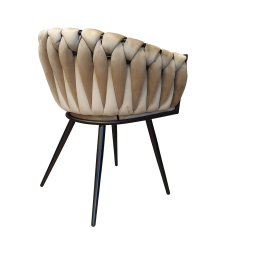 Krzesło ROSA welur plecione na czarnych nogach