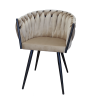Krzesło ROSA welur plecione na czarnych nogach
