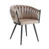 Krzesło ROSA welur plecione na czarnych nogach