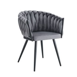 Krzesło ROSA welur plecione na czarnych nogach