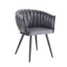 Krzesło ROSA welur plecione na czarnych nogach