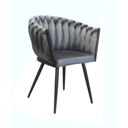 Krzesło ROSA welur plecione na czarnych nogach