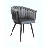 Krzesło ROSA welur plecione na czarnych nogach
