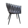 Krzesło ROSA welur plecione na czarnych nogach