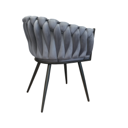 Krzesło ROSA welur plecione na czarnych nogach