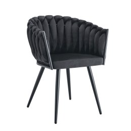 Krzesło ROSA welur plecione na czarnych nogach