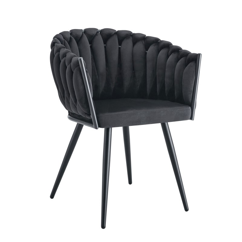 Krzesło ROSA welur plecione na czarnych nogach