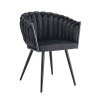 Krzesło ROSA welur plecione na czarnych nogach