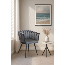 Krzesło ROSA welur plecione na czarnych nogach