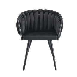 Krzesło ROSA welur plecione na czarnych nogach