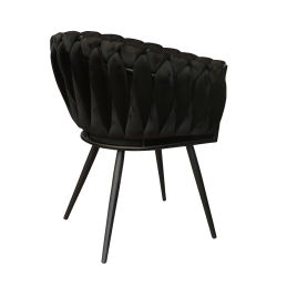 Krzesło ROSA welur plecione na czarnych nogach