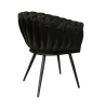 Krzesło ROSA welur plecione na czarnych nogach