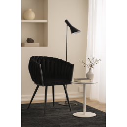Krzesło ROSA welur plecione na czarnych nogach