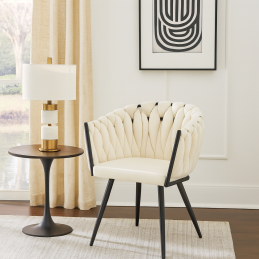 Krzesło ROSA welur plecione na czarnych nogach