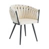 Krzesło ROSA welur plecione na czarnych nogach