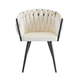 Krzesło ROSA welur plecione na czarnych nogach