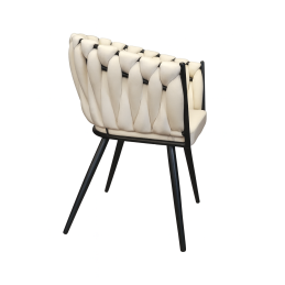 Krzesło ROSA welur plecione na czarnych nogach