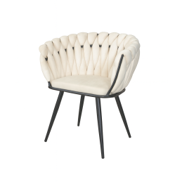 Krzesło ROSA welur plecione na czarnych nogach