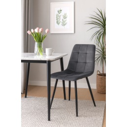 Krzesło FOX z przeszyciem tkanina Welur noga metalowa